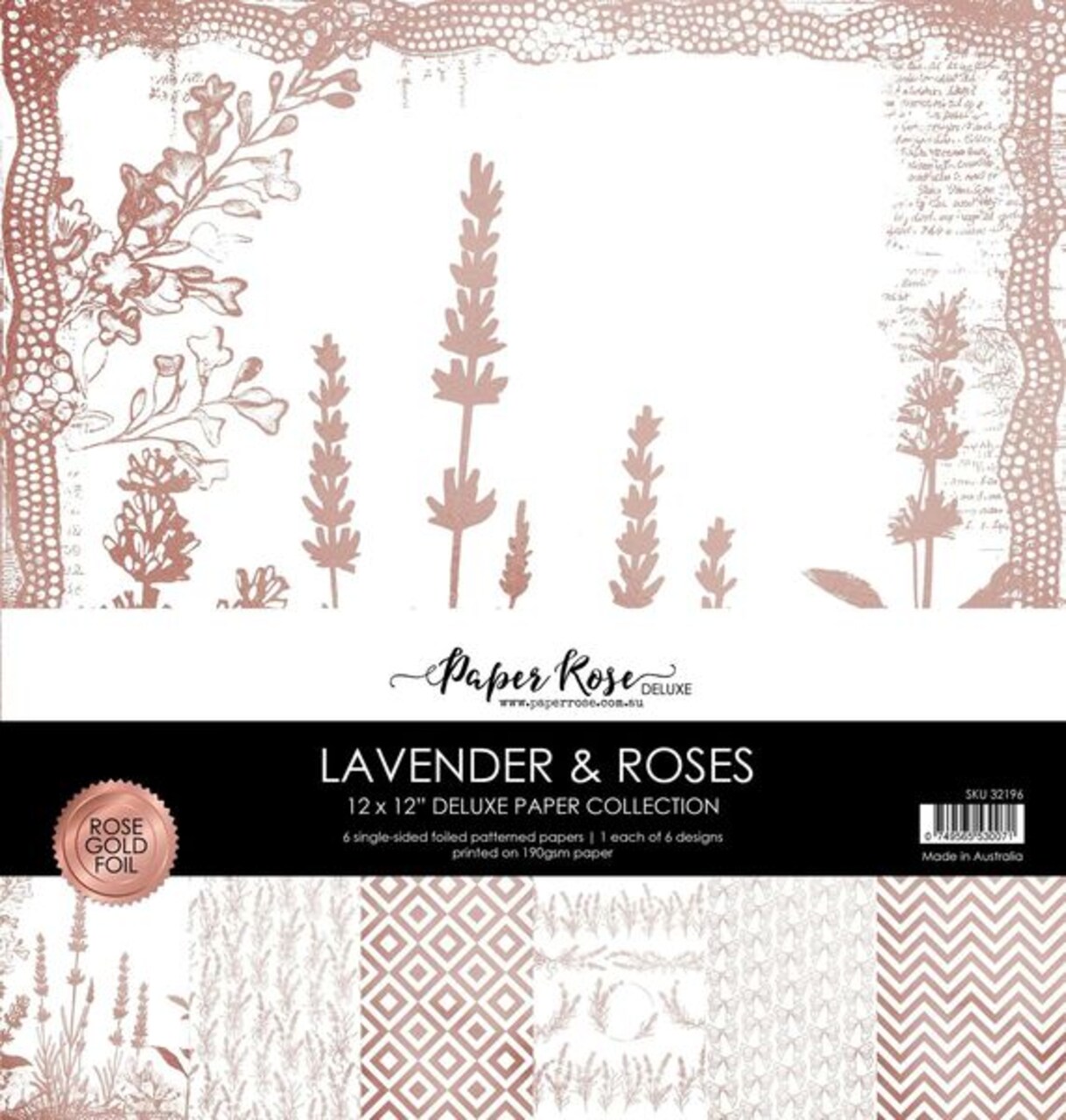 Paper Rose Lavender & Roses - Rose Gold Foil 12x12 Paper Collection 32196